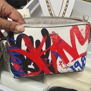 DKNY Red and Blue Graffiti Crossbody Bag